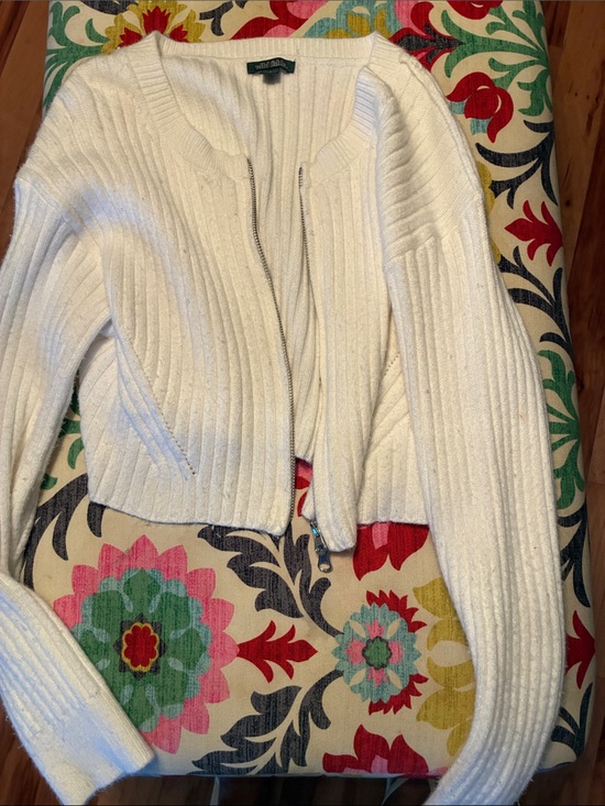 wild fable Sweaters - wild fable Cream Ribbed Zip-Front Sweater Cardigan